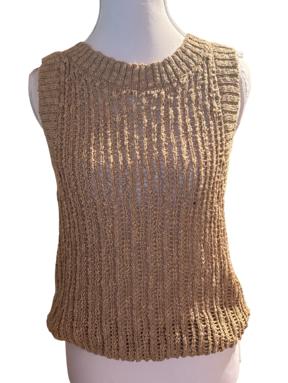 Blu Pepper Open Weave Knit sweater vest in Taupe